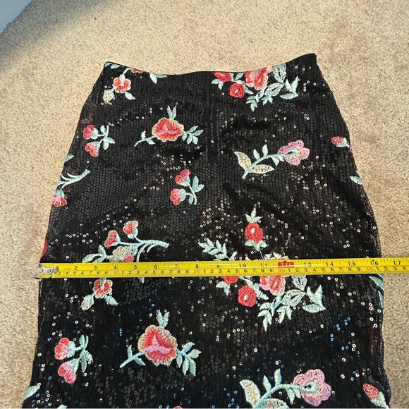 Alyce Paris Black Sequin floral flower embroidered maxi skirt evening formal 0 - Picture 8 of 13